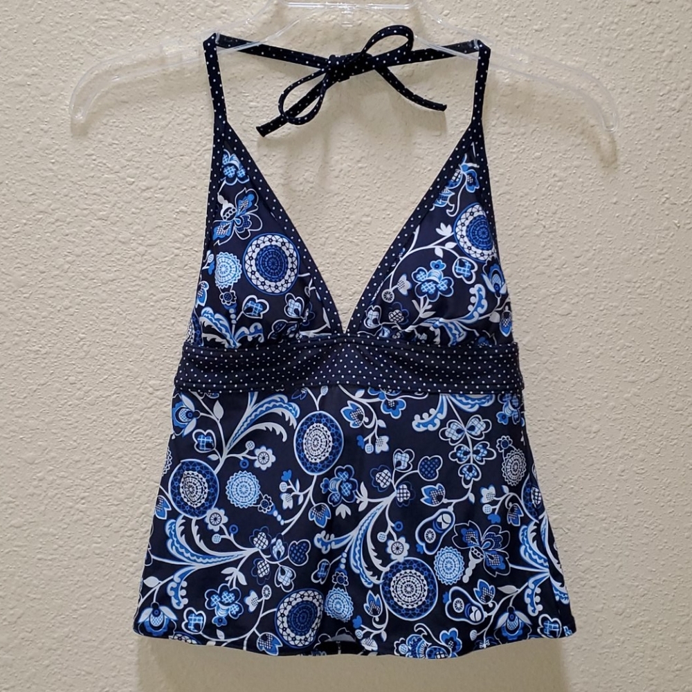 Blue Floral Tankini Top
